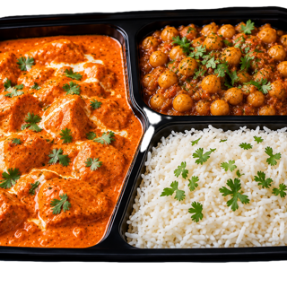 Butter Chicken/ Chana Masala/Rice