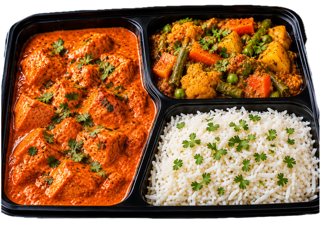 Chicken Tikka Masala/ Veg Curry/ Rice.